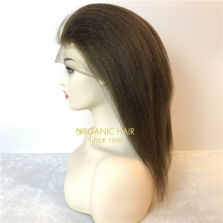 Full lace wigs human hair on sale kinky straight #4 & natural color X104
